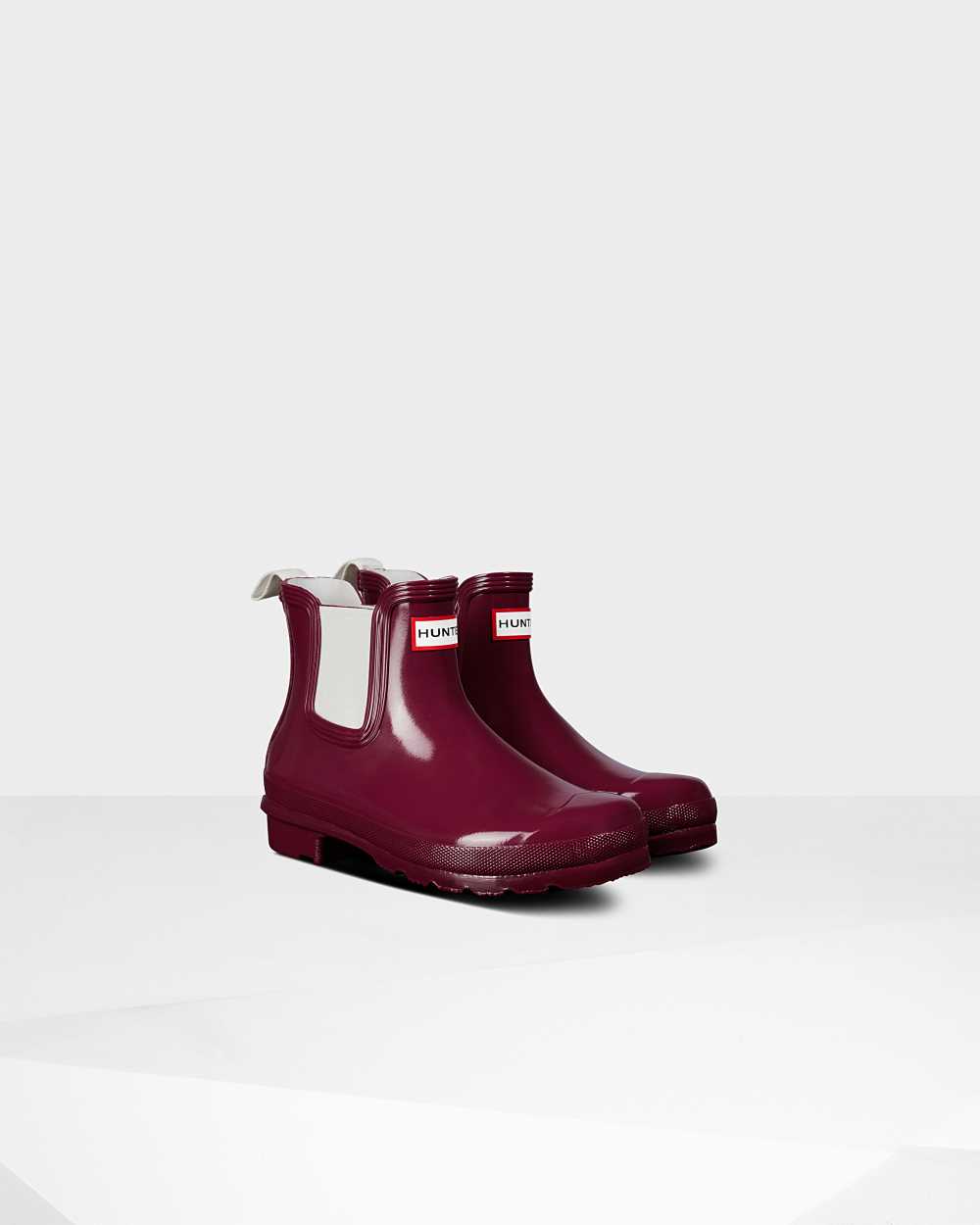 Hunter Original Gloss Women's Chelsea Boots NZ-04206P Claret/Red